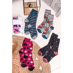 Vícebarevné ponožky v dárkové krabičce Mariot Bamboo Floral & Spot Socks - čtyř balení obraz