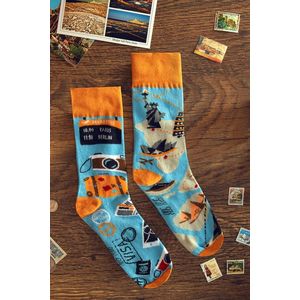 Modro-oranžové ponožky Traveling obraz