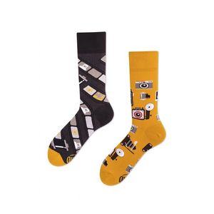 Černo-žluté ponožky Retro Camera obraz