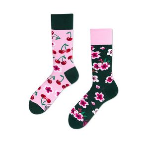 Růžovo-zelené ponožky Cherry Blossom obraz
