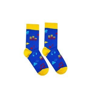 Modro-žluté ponožky Music obraz