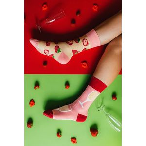 Béžovo-růžové ponožky Champagne & Strawberry obraz