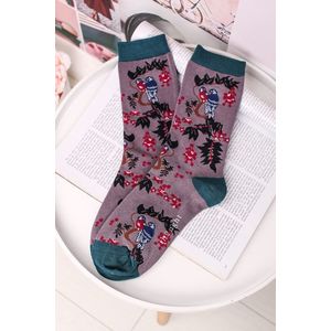 Tyrkysově-šedé ponožky Love Bird Socks obraz