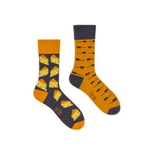 Oranžově-šedé ponožky Spox Sox Mouse and Cheese obraz