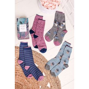 Vícebarevné ponožky v dárkové krabičce Lavanda Socks Box - čtyř balení obraz