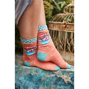 Oranžovo-tyrkysové ponožky Flora Socks obraz