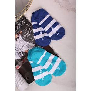 Dámské modro-tyrkysové kotníkové ponožky Rugby Stripe Liner - dvojbalení obraz