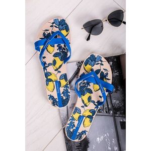 Modro-žluté gumové pantofle Kirei Silk V obraz