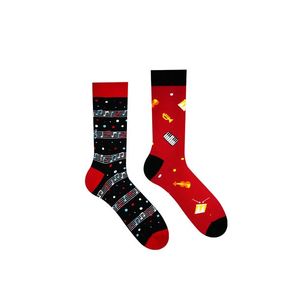 Černo-červené vzorované ponožky Music obraz