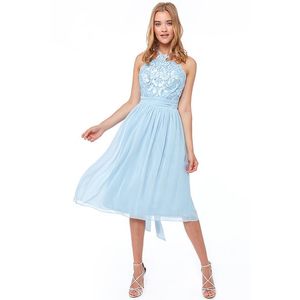Světle modré midi šaty Audrey obraz