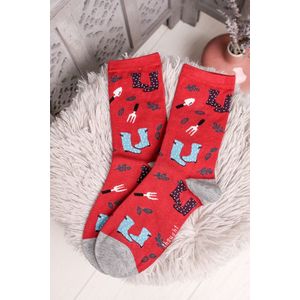 Červené vzorované ponožky Eden Bamboo Allotment Socks obraz