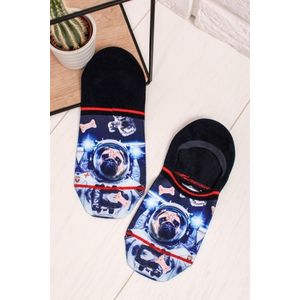 Pánské modré vzorované kotníkové ponožky Pug in Space Footies obraz