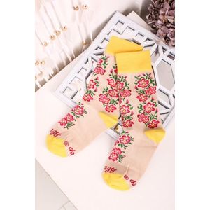 Žluté květované ponožky Žluté Květiny dlouhé obraz