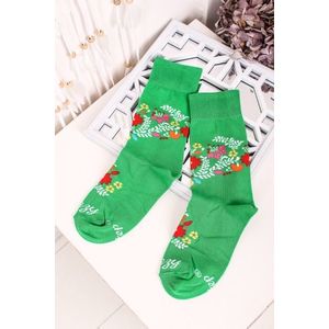 Zelené vzorované ponožky Folk Kvítky obraz