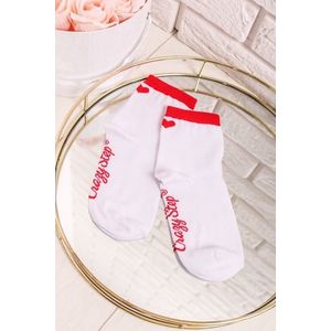 Bílé ponožky Srdíčko Malé červeno-bílé obraz