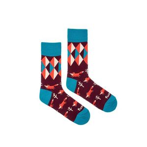 Modro-bordové vzorované ponožky Lišák obraz
