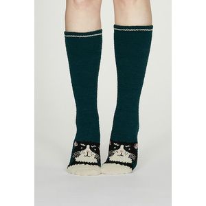 Tmavě tyrkysové vzorované ponožky Rebecca Fuzzy Socks obraz