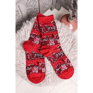 Červené vzorované ponožky Godelena Christmas Town obraz