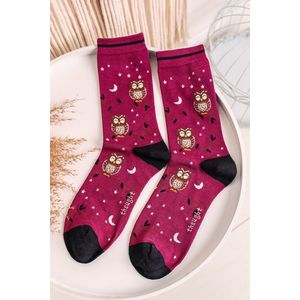 Bordové vzorované ponožky Night Owl Bamboo Socks obraz