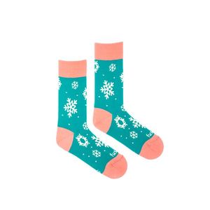 Tyrkysově-růžové vzorované ponožky Snowflake obraz