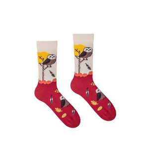 Bordově-hnědé vzorované ponožky Owl obraz