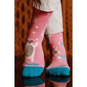 Růžové vzorované ponožky Snowflake Teddy obraz