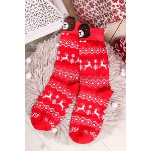 Červené vzorované ponožky Christmas bears obraz
