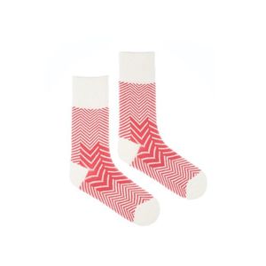 Bílo-červené ponožky s příměsí vlny Red WoolyTourist obraz