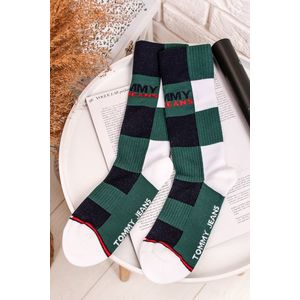 Zeleno-bílé ponožky Tommy Jeans Sock obraz