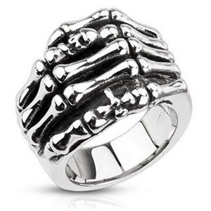 Prsten z oceli - kostra ruky - Velikost: 59 obraz