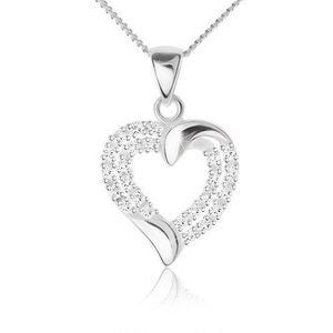 Stříbrný náhrdelník 925 - obrys srdce ze zirkonových linií, řetízek obraz