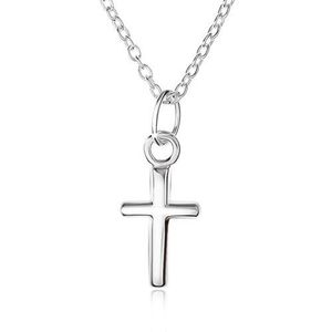 Nastavitelný stříbrný 925 náhrdelník, latinský kříž na řetízku z oválných oček obraz