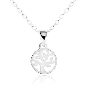 Stříbrný náhrdelník 925, kruhová známka s vyřezávaným stromem života obraz