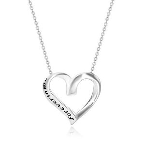 Stříbrný 925 náhrdelník - stuha svinutá do srdíčka, "Forever in my heart" obraz