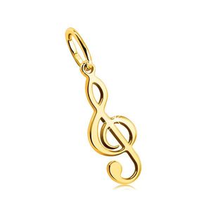 Zlatý 9K přívěsek - hudební motiv, houslový klíč, hladký a lesklý povrch obraz