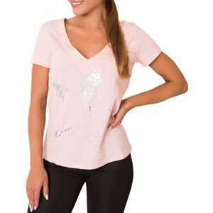 Světle růžové dámské tričko s mašlí obraz