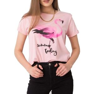 Světle růžové dámské tričko s plameňákem obraz
