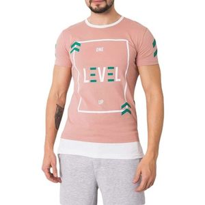 Růžové pánské tričko s potiskem lvl obraz