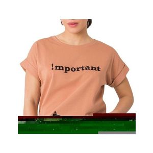 Hnědé dámské tričko s nápisem obraz