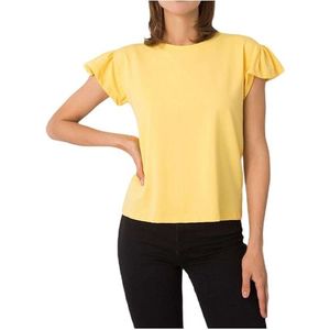 Světle žluté dámské tričko s volány obraz