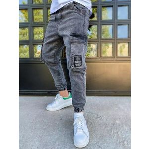 Kapsáčové tmavě šedé módní džíny obraz