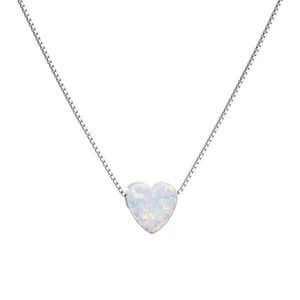 Evolution Group Stříbrný náhrdelník se syntetickým opálem bílé srdce 12048.1 obraz