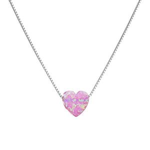 Evolution Group Stříbrný náhrdelník se syntetickým opálem růžové srdce 12048.3 obraz