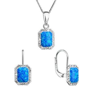 Evolution Group Sada šperků se syntetickým opálem a krystaly Preciosa náušnice a přívěšek modré 39175.1 obraz