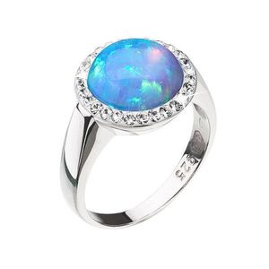 Evolution Group Stříbrný prsten se syntetickým opálem a krystaly Preciosa světle modrý 35060.1 obraz
