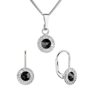 Evolution Group Sada šperků s krystaly Swarovski náušnice a přívěsek černé kulaté 39109.3 jet obraz