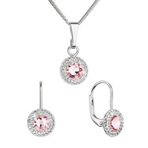 Evolution Group Sada šperků s krystaly Swarovski náušnice a přívěsek růžové kulaté 39109.3 lt. rose obraz