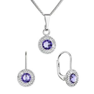 Evolution Group Sada šperků s krystaly Swarovski náušnice a přívěsek fialové kulaté 39109.3 tanzanite obraz