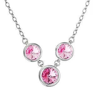 Evolution Group Stříbrný náhrdelník se Swarovski krystaly růžový kulatý 32033.3 rose obraz