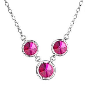 Evolution Group Stříbrný náhrdelník se Swarovski krystaly růžový kulatý 32033.3 fuchsia obraz